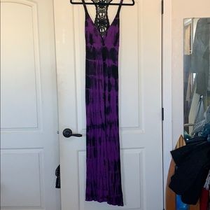 Purple and Black Tie-dye Maxi Dress